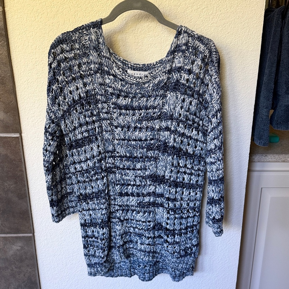 Sandro Paris Open Knit Blue Sweater Size 1 Small